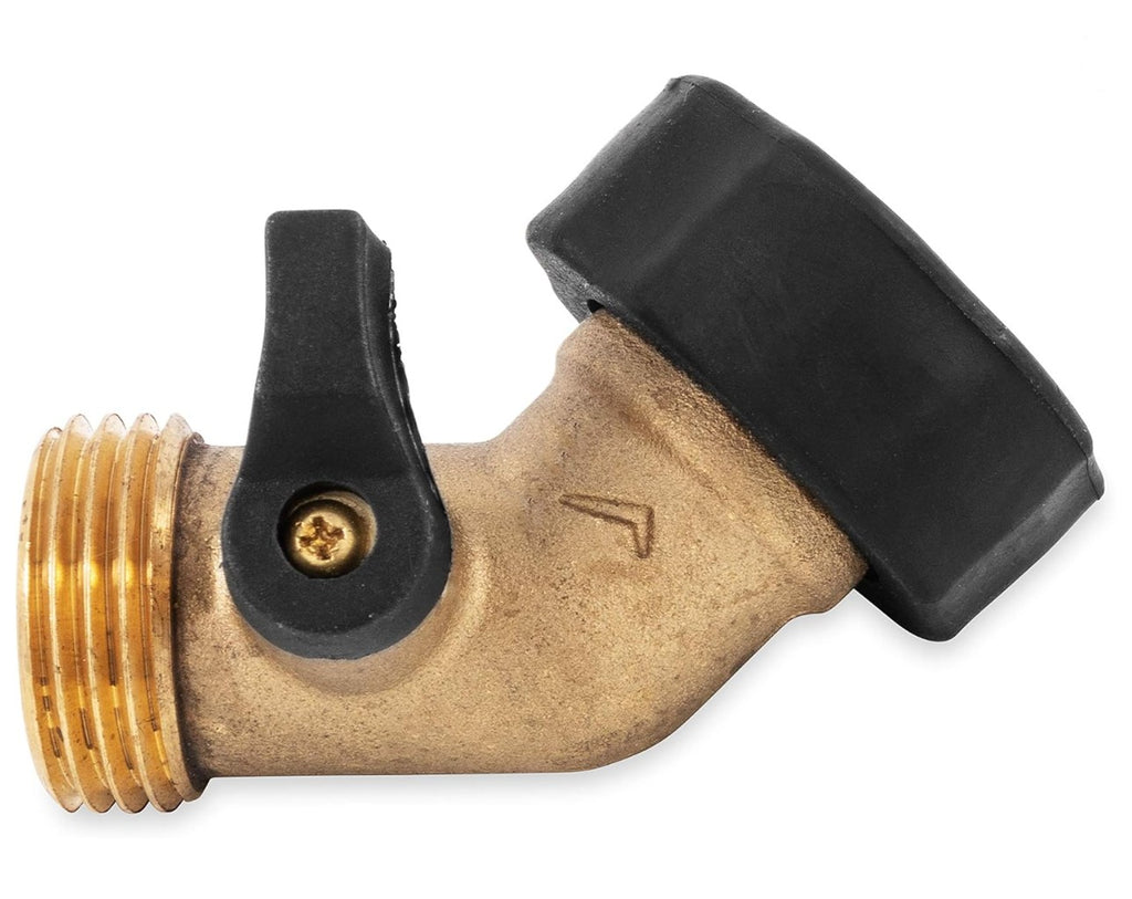 Camco Solid Brass 45° Drinking Water Valve with Garden Hose Connections