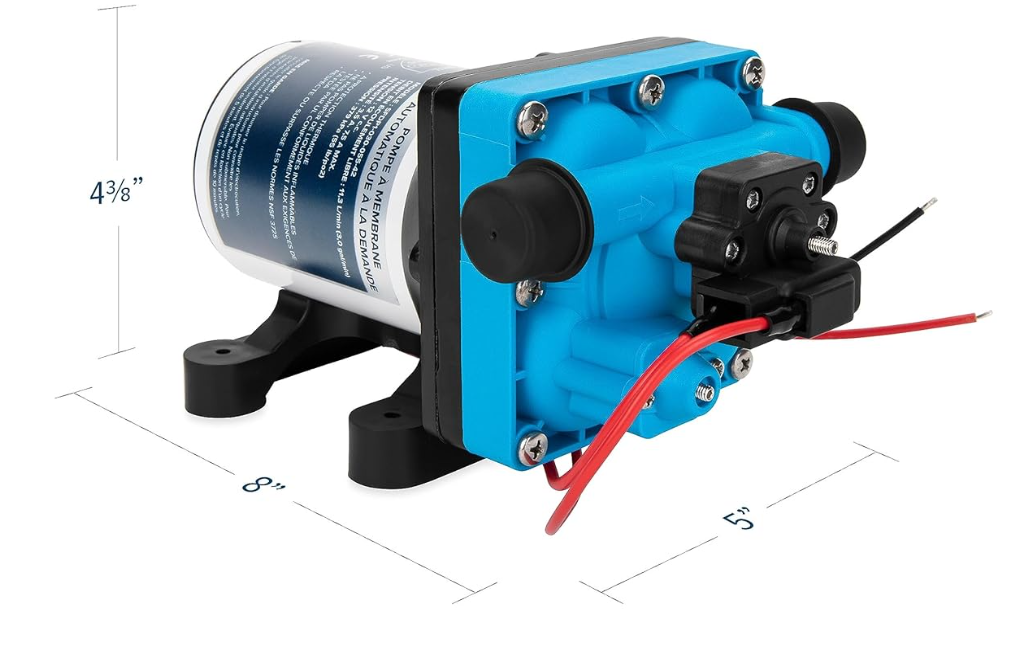 Camco RV/Marine Variable Flow Automatic Demand Diaphragm Water Pump – 12V, 3.0 GPM (22491)
