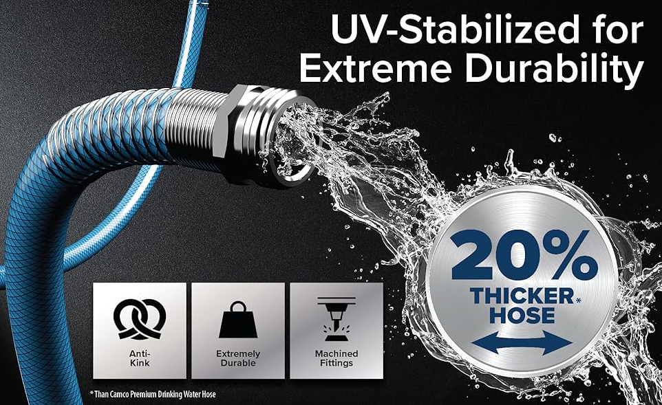 Camco TastePURE Professional Grade RV Drinking Water Hose – 25 ft, 5/8” ID (22833)