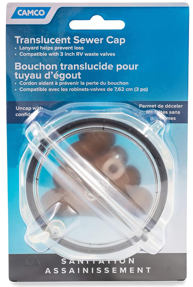 Camco Clear RV Sewer Cap with Lanyard (39455)