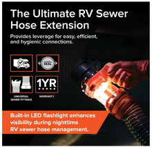Load image into Gallery viewer, Camco Rhino RV Sewer Hose Extender PRO – 5" Extension with Torque-Grip Handle &amp; LED Flashlight (39570)