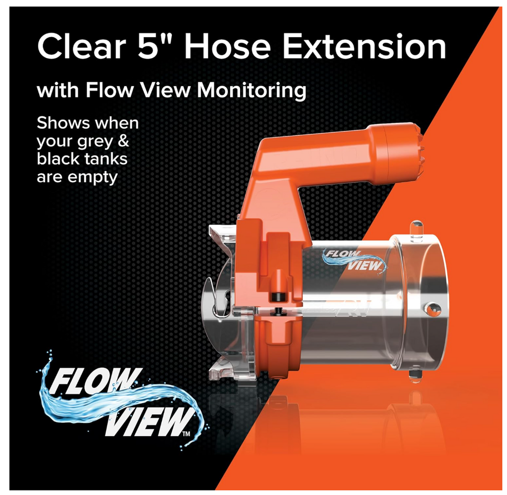 Camco Rhino RV Sewer Hose Extender PRO – 5" Extension with Torque-Grip Handle & LED Flashlight (39570)