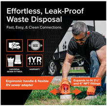 Load image into Gallery viewer, Camco Rhino RV Sewer Adapter PRO – Clear 90° Elbow with Drain Lock Adapter (39730)