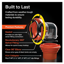 Load image into Gallery viewer, Camco RhinoFLEX Clear RV Sewer Hose Elbow with 4-in-1 Adapter (39736)