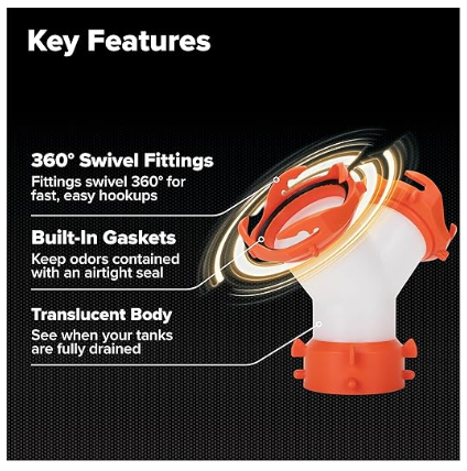 Camco RhinoFLEX RV Wye Sewer Hose Fitting (39812)