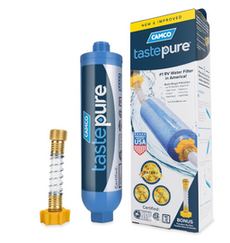 Camco Tastepure RV Water Filter with Flexible Hose Protector (40043)