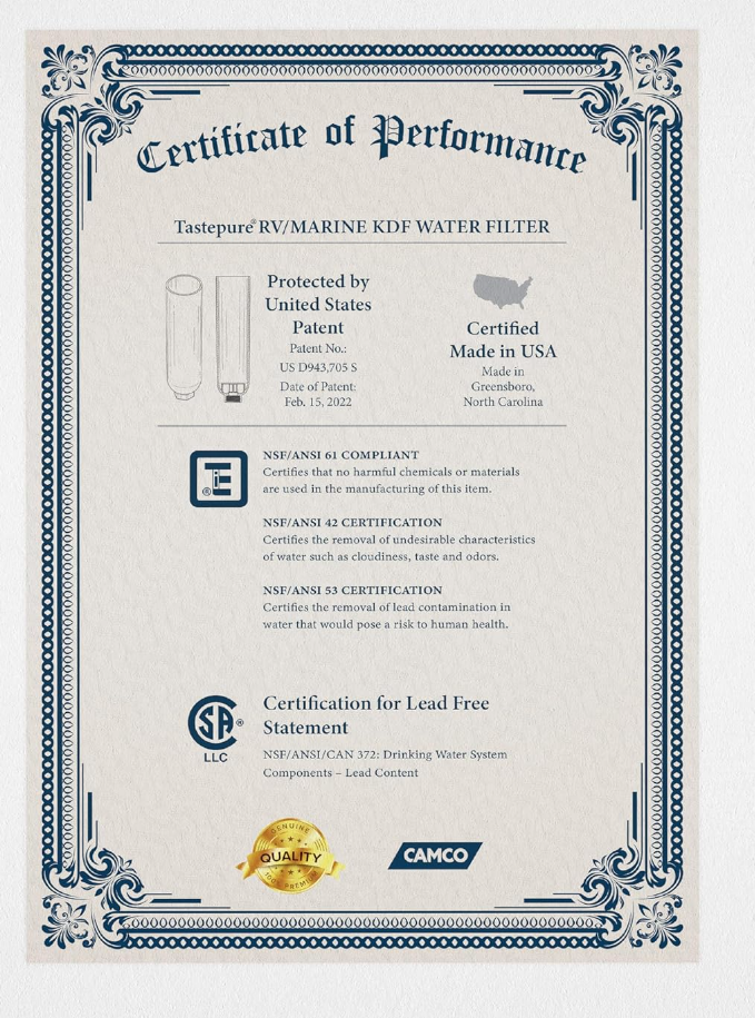 Camco Tastepure RV Water Filter with Flexible Hose Protector (40043)