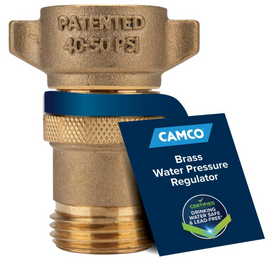 Camco Brass Marine/RV Water Pressure Regulator, 40–50 PSI (40055)