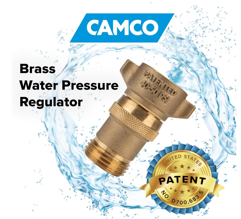 Camco Brass Marine/RV Water Pressure Regulator, 40–50 PSI (40055)
