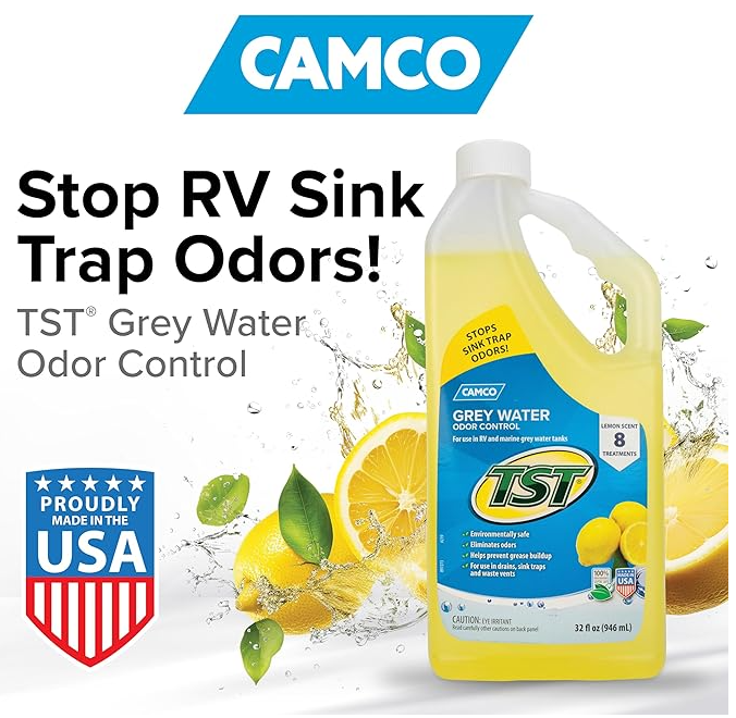 Camco TST RV Grey Water Odor Control, Fresh Lemon, 32 oz (40252)