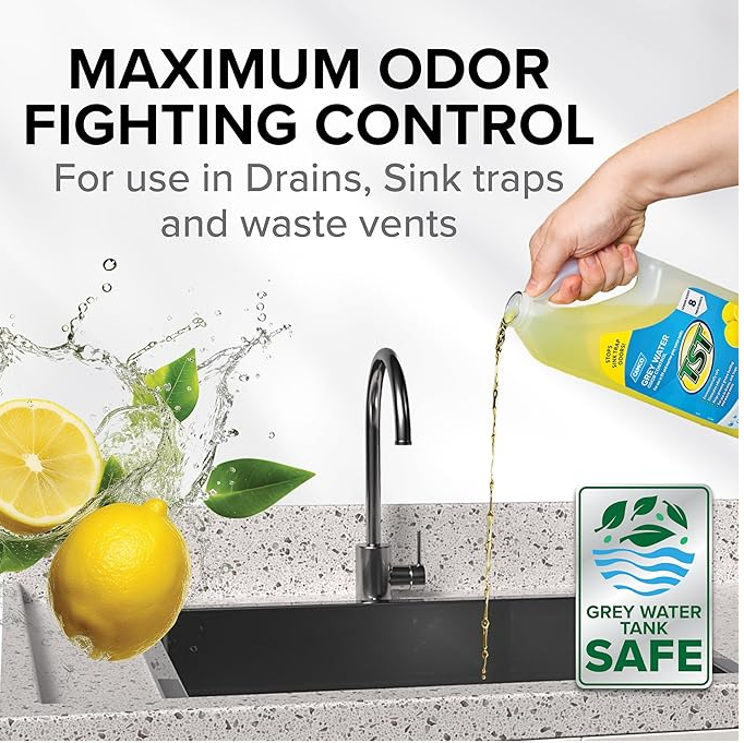 Camco TST RV Grey Water Odor Control, Fresh Lemon, 32 oz (40252)