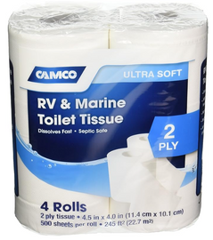 Camco TST 2-Ply RV Toilet Tissue – 4 Rolls, 500 Sheets