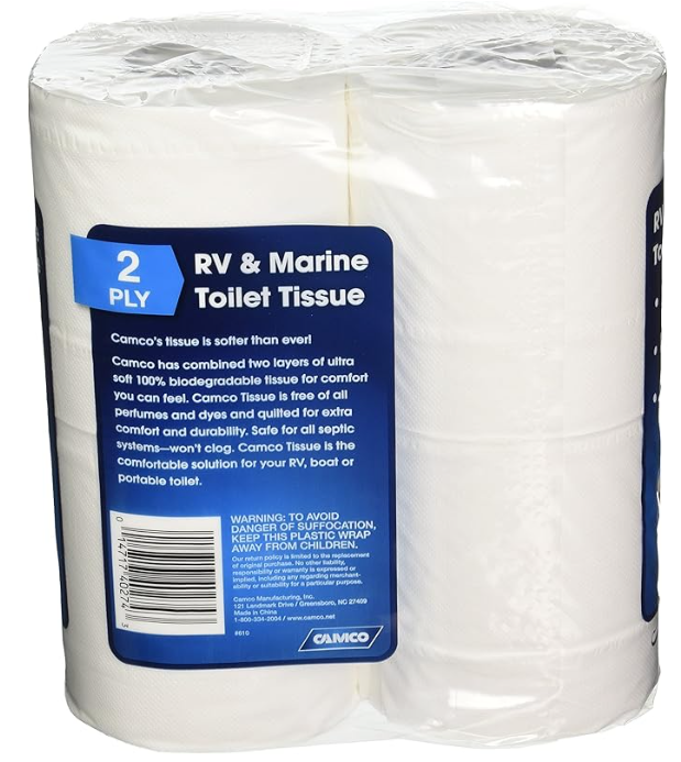 Camco TST 2-Ply RV Toilet Tissue – 4 Rolls, 500 Sheets