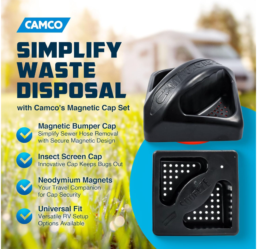 Camco Magnetic RV Bumper Cap – 4" Square Bumper (40310)