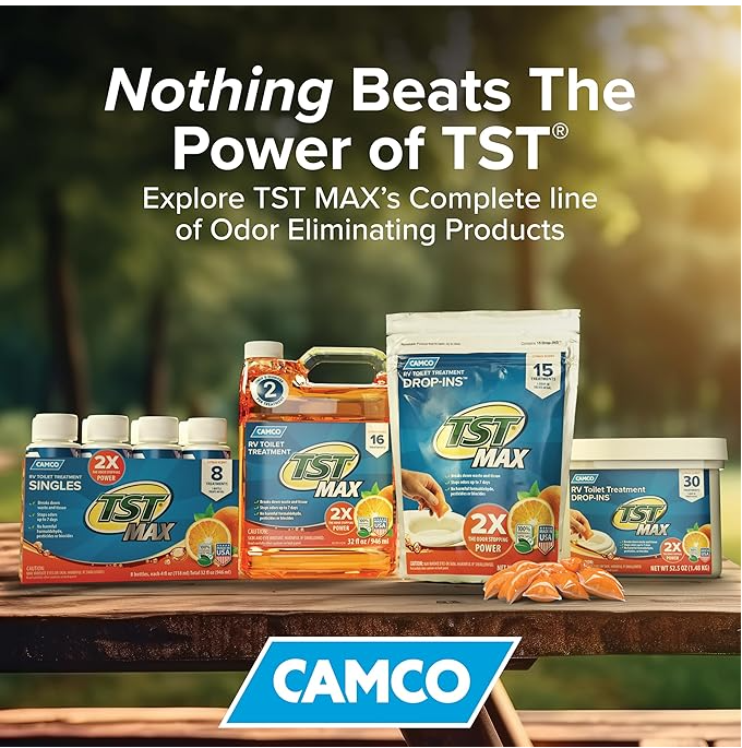 Camco TST MAX RV Toilet Treatment Drop-INs, Orange Scent, 15-Pack (41189)