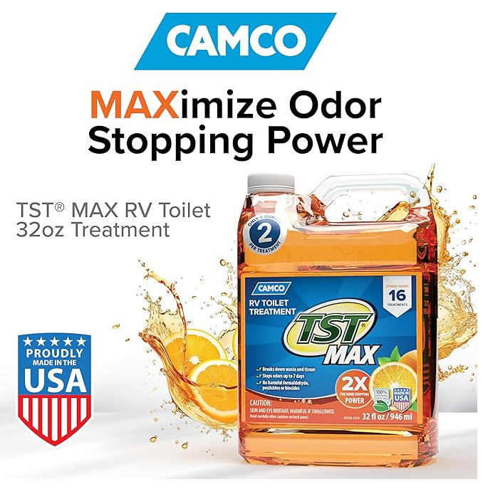 Camco TST MAX RV Toilet Treatment, Orange Scent, 32 oz (41192)