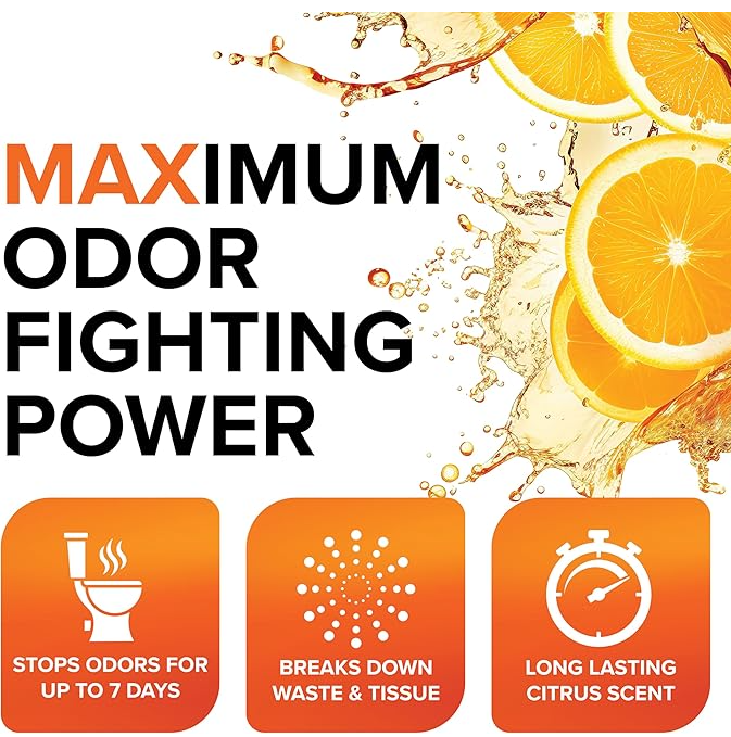 Camco TST MAX RV Toilet Treatment, Orange Scent, 32 oz (41192)