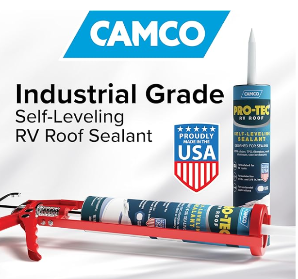Camco Self-Leveling Camper/RV Roof Sealant, White, 10.1 fl oz (41464)