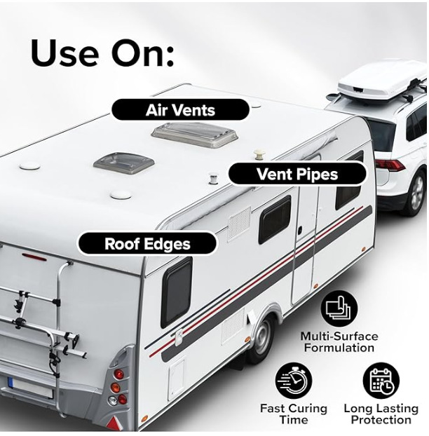 Camco Self-Leveling Camper/RV Roof Sealant, White, 10.1 fl oz (41464)