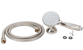 Camco Complete RV/Marine Shower Head Kit, 5 Spray Patterns, Brushed Nickel (43747)