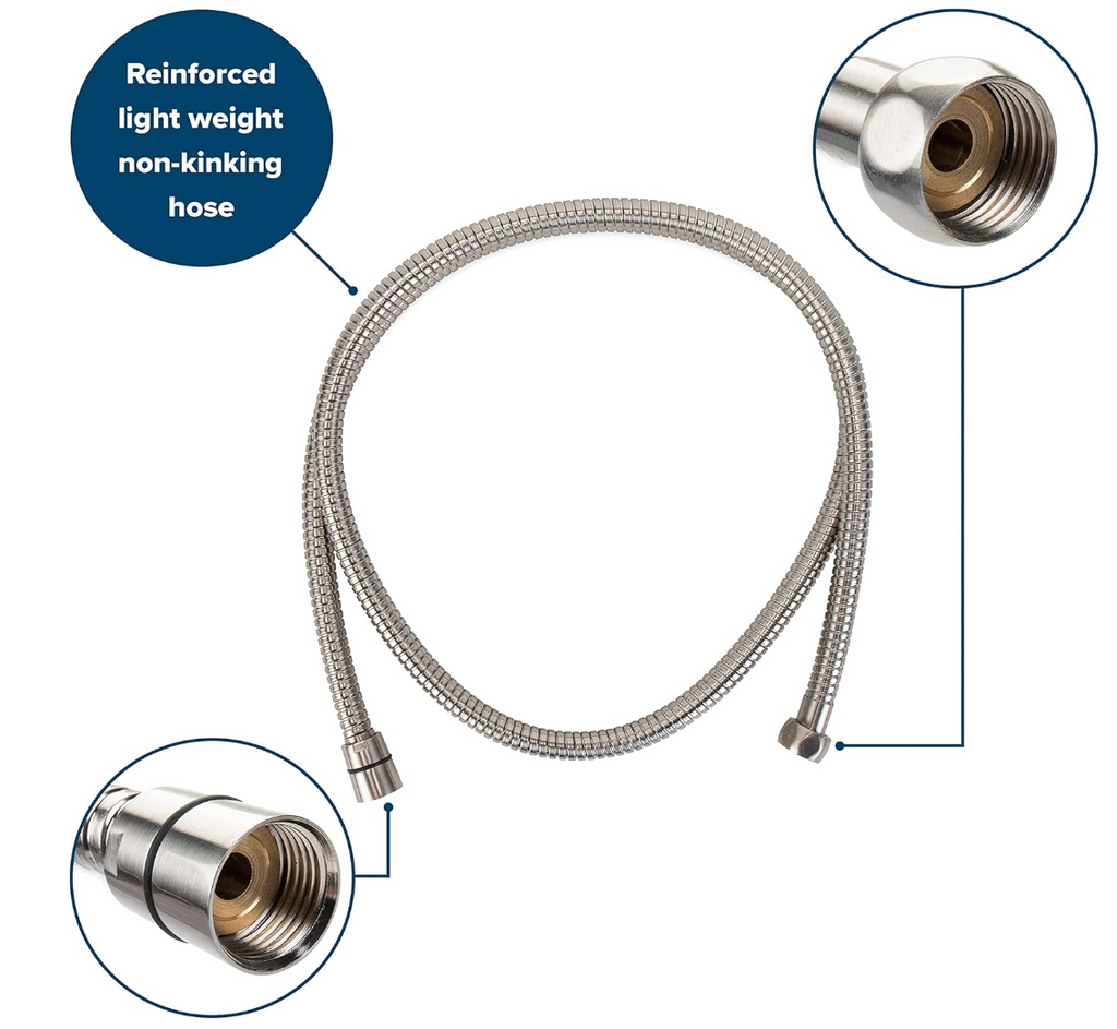 Camco Complete RV/Marine Shower Head Kit, 5 Spray Patterns, Brushed Nickel (43747)