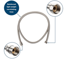 Load image into Gallery viewer, Camco Complete RV/Marine Shower Head Kit, 5 Spray Patterns, Brushed Nickel (43747)