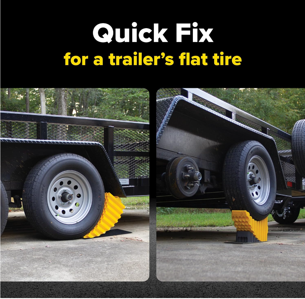 Camco Curved Trailer Aid with Wheel Chock & Rubber Base Pad (44436)