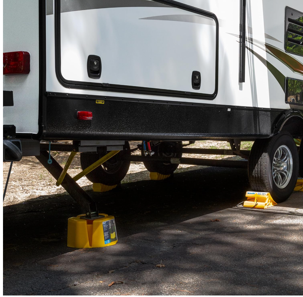 Camco Super Wheel Chock with Rope – Fits Tires Up to 29" (44475)