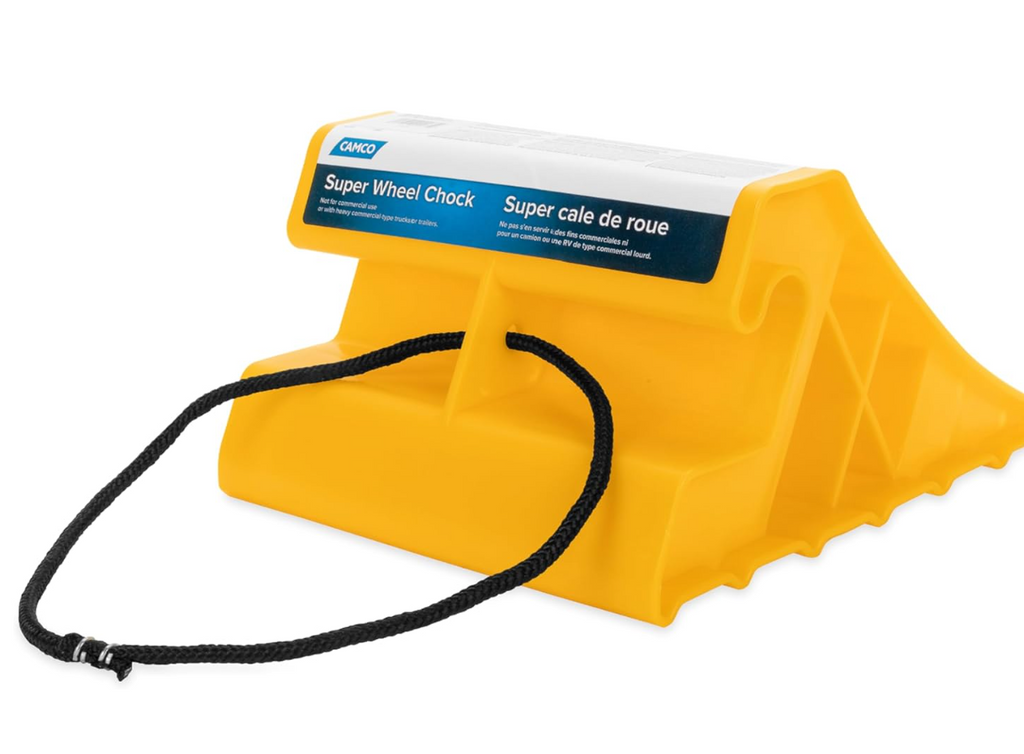 Camco Super Wheel Chock with Rope – Fits Tires Up to 29" (44475)