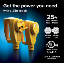 Load image into Gallery viewer, Camco PowerGrip 25-Ft 30 Amp RV Extension Cord – TT-30P to TT-30R (55191)