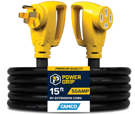 Camco PowerGrip 15-Ft 50-Amp RV Extension Cord – 14-50P to 14-50R (55194)