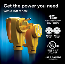 Load image into Gallery viewer, Camco PowerGrip 15-Ft 50-Amp RV Extension Cord – 14-50P to 14-50R (55194)