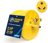 Camco Heavy Duty RV PowerGrip Adapter – 15A Male to 30A Female (55223)