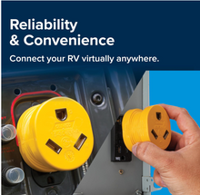 Load image into Gallery viewer, Camco Heavy Duty RV PowerGrip Adapter – 15A Male to 30A Female (55223)