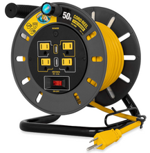 Load image into Gallery viewer, Camco 50-Ft 13 Amp RV Extension Cord Reel w/USB Ports (55291)