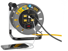 Load image into Gallery viewer, Camco 50-Ft 13 Amp RV Extension Cord Reel w/USB Ports (55291)