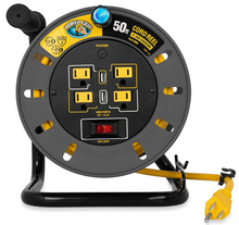 Load image into Gallery viewer, Camco 50-Ft 13 Amp RV Extension Cord Reel w/USB Ports (55291)