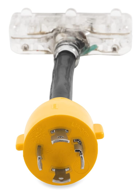Camco PowerGrip Locking Generator Adapter – L14-30P to (3) 5-15R Outlets (55413)