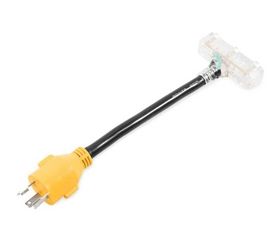 Camco Heavy-Duty PowerGrip Locking Generator Adapter – L5-30 to (3) 5-15 Outlets, 12