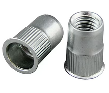 Load image into Gallery viewer, 1/4"-20 Aluminum Ribbed Rivet Nut – Open End, Coarse Thread (Part #055-229)