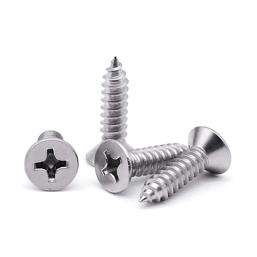 100Pcs Chrome Sheet Metal Screws - 8 x 1" #8 Hd Phil Oval