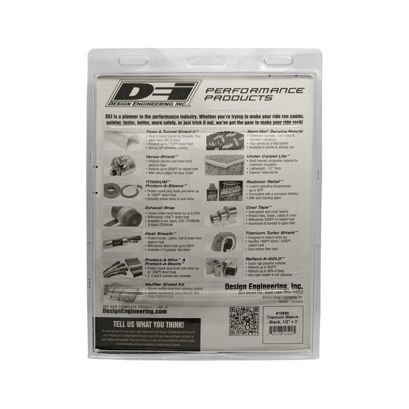 DEI Protect-A-Sleeve 1/2 inch ID x 3 ft Titanium Heat Shield for Automotive and Powersports