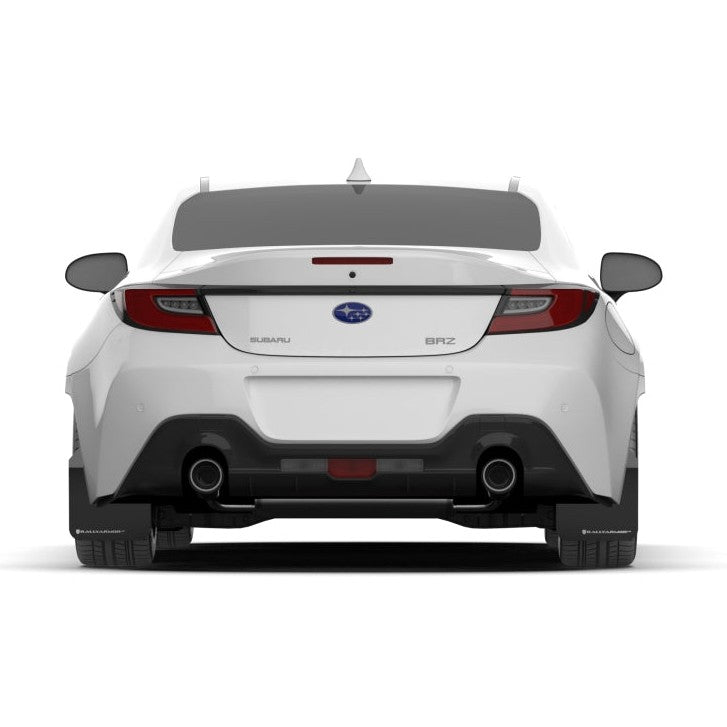 Rally Armor UR Series Black Mud Flap with Red Logo for Subaru BRZ and Toyota GR86, Part Number RALMF99-UR-BLK-RD