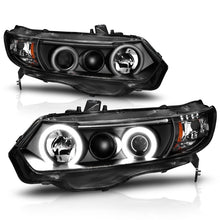 Load image into Gallery viewer, ANZO 2006-2011 Honda Civic Projector Headlights with Halo and Black Housing (CCFL)