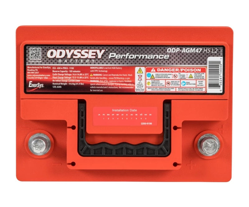 Odyssey Battery AGM2 Automotive Battery Part OdyODP-AGM47 H5 L2 for Volkswagen and Audi