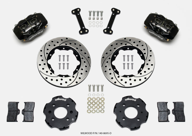 Wilwood Forged Dynalite Front Hat Kit for Honda Civic and Integra - 11-inch Drilled Rotors, Part Number Wil140-8695-D