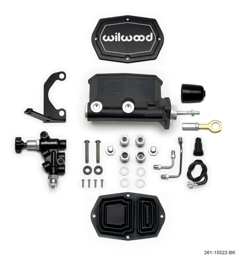 Wilwood Compact Tandem Master Cylinder 7/8 Inch Bore for Mustang (Pushrod) - Black, Part #WIL261-15522-BK