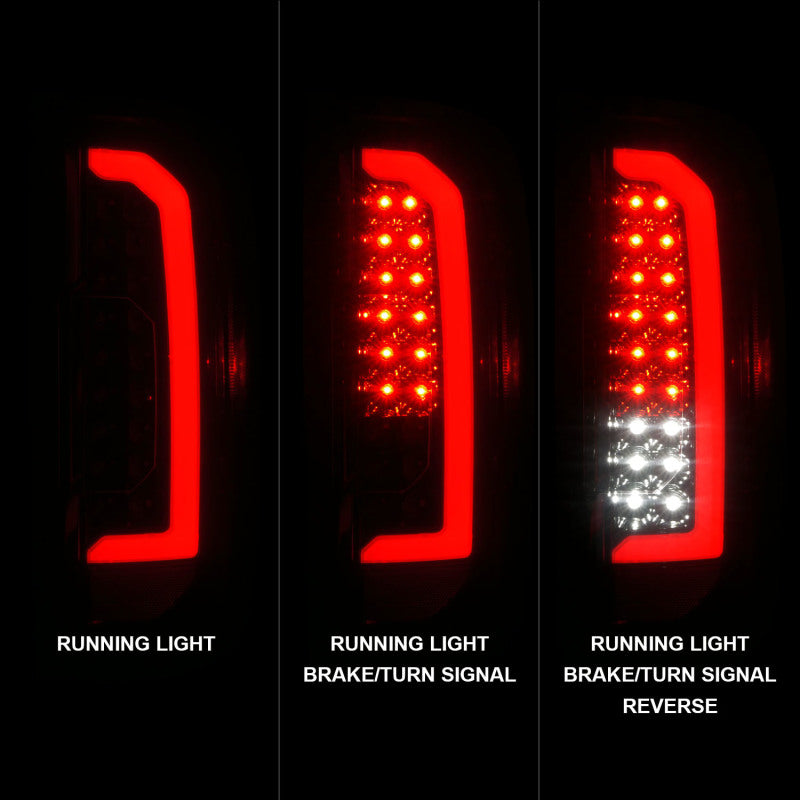 ANZO 15-21 GMC Canyon Full LED Tail Lights with Red Lightbar, Black Housing & Smoke Lens