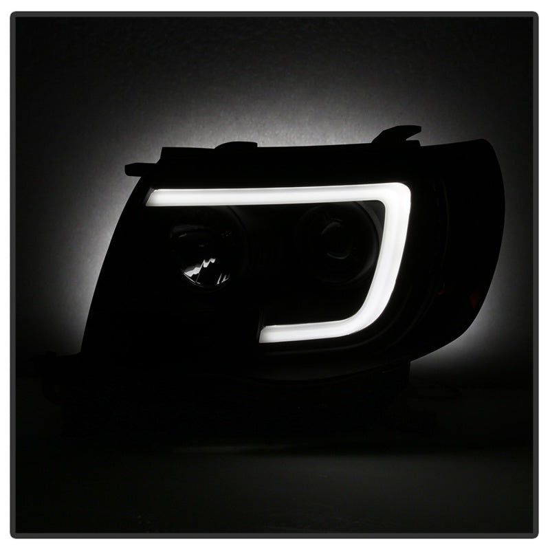 Spyder 05-11 Toyota Tacoma Version 2 Projector Headlights with Light Bar DRL - Black Smoke Smoke