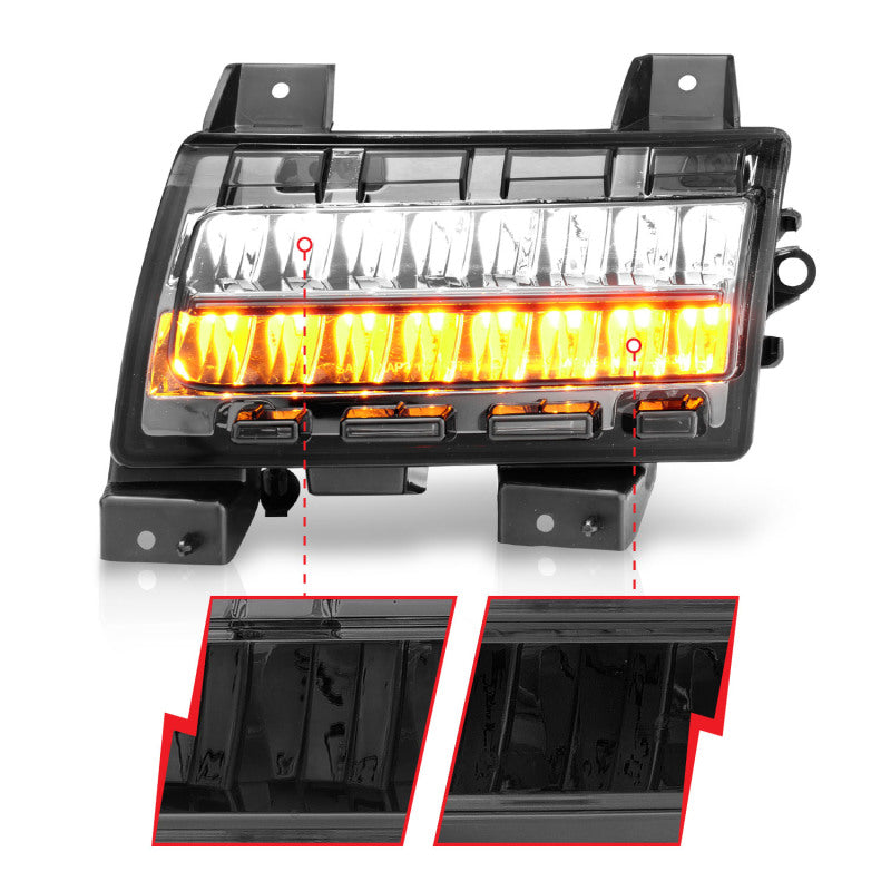 ANZO 2018-2021 Jeep Wrangler LED Side Marker Lights with Smoke Lens and Chrome Housing